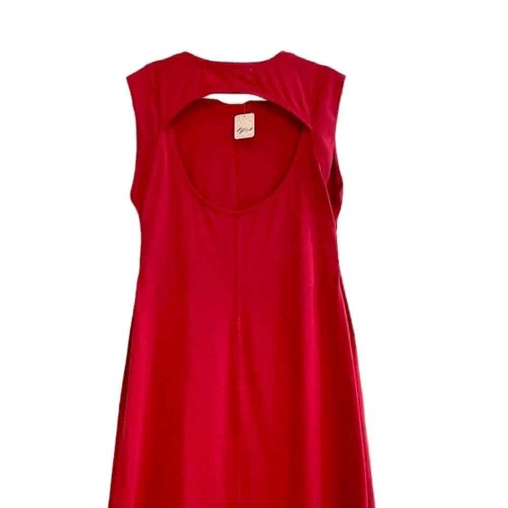 Free People Beach Red Cotton Sleeveless Open Back Maxi Dress Size Large NEW - Picture 4 of 7